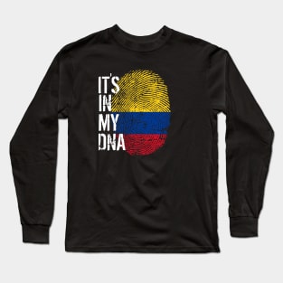 Colombia Flag Fingerprint My Story DNA Colombian Long Sleeve T-Shirt